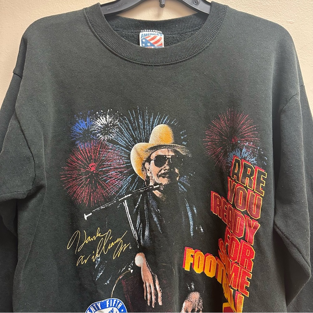 Vintage 90s Hank Williams Jr Monday Night Football Crewneck Sweatshirt Size L